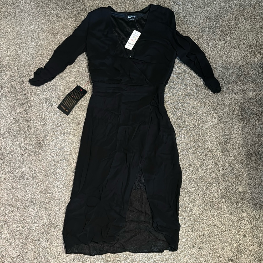 ✨NWT✨ BEBE Clair Lace Inset Black Dress Size 0